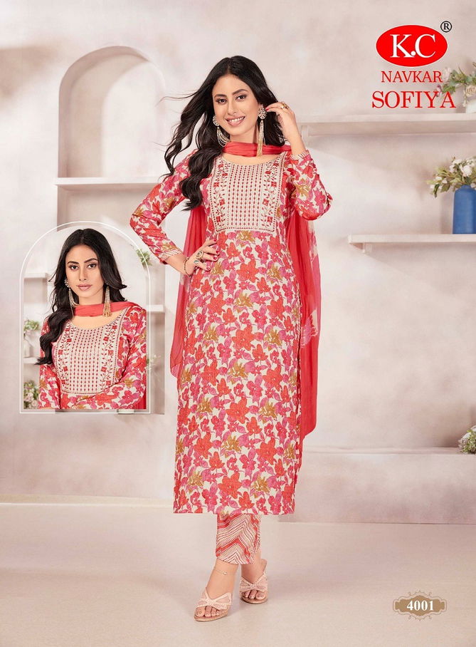 Sofiya Vol 4 By Navkar Rayon Embroidery Kurti With Bottom Dupatta Wholesale Price In Surat